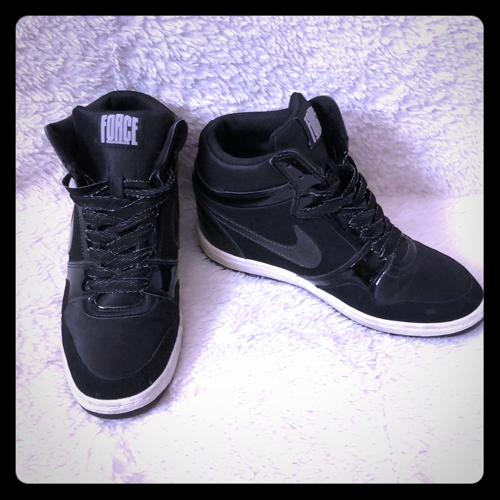 Wedge heel black Nike Forces